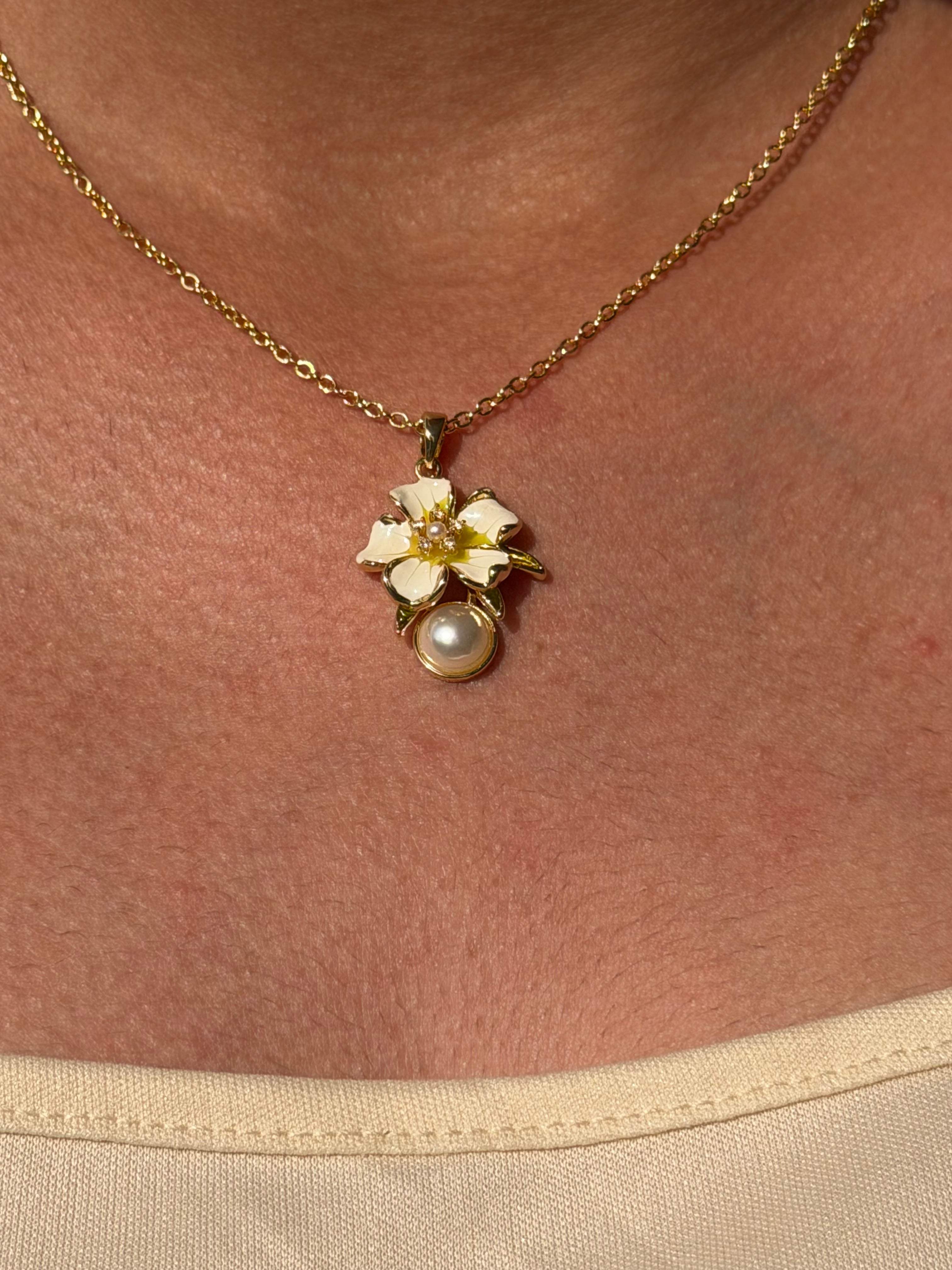 Pearl Blossom Charm Necklace