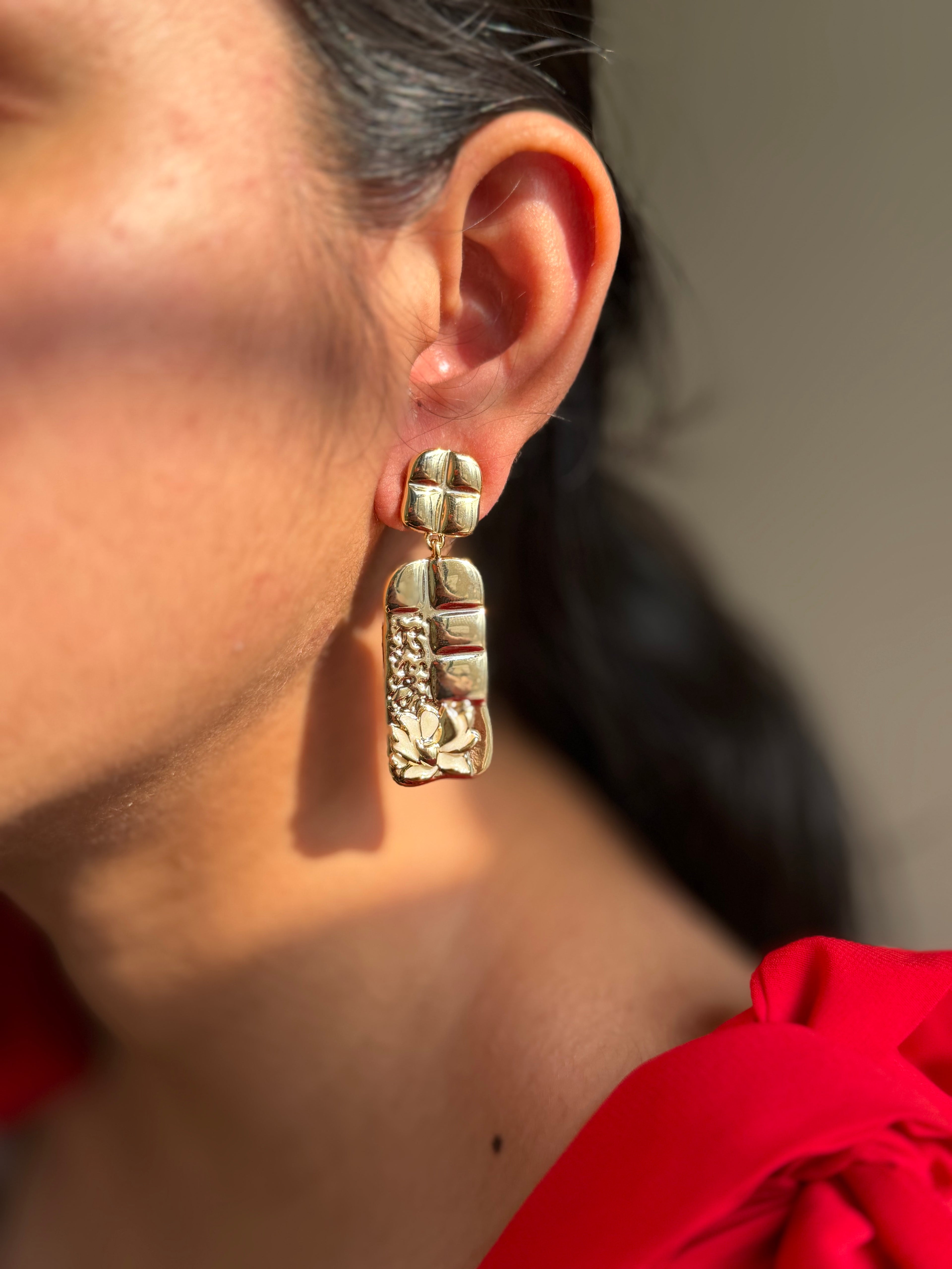 Golden Lotus Heritage Drop Earrings