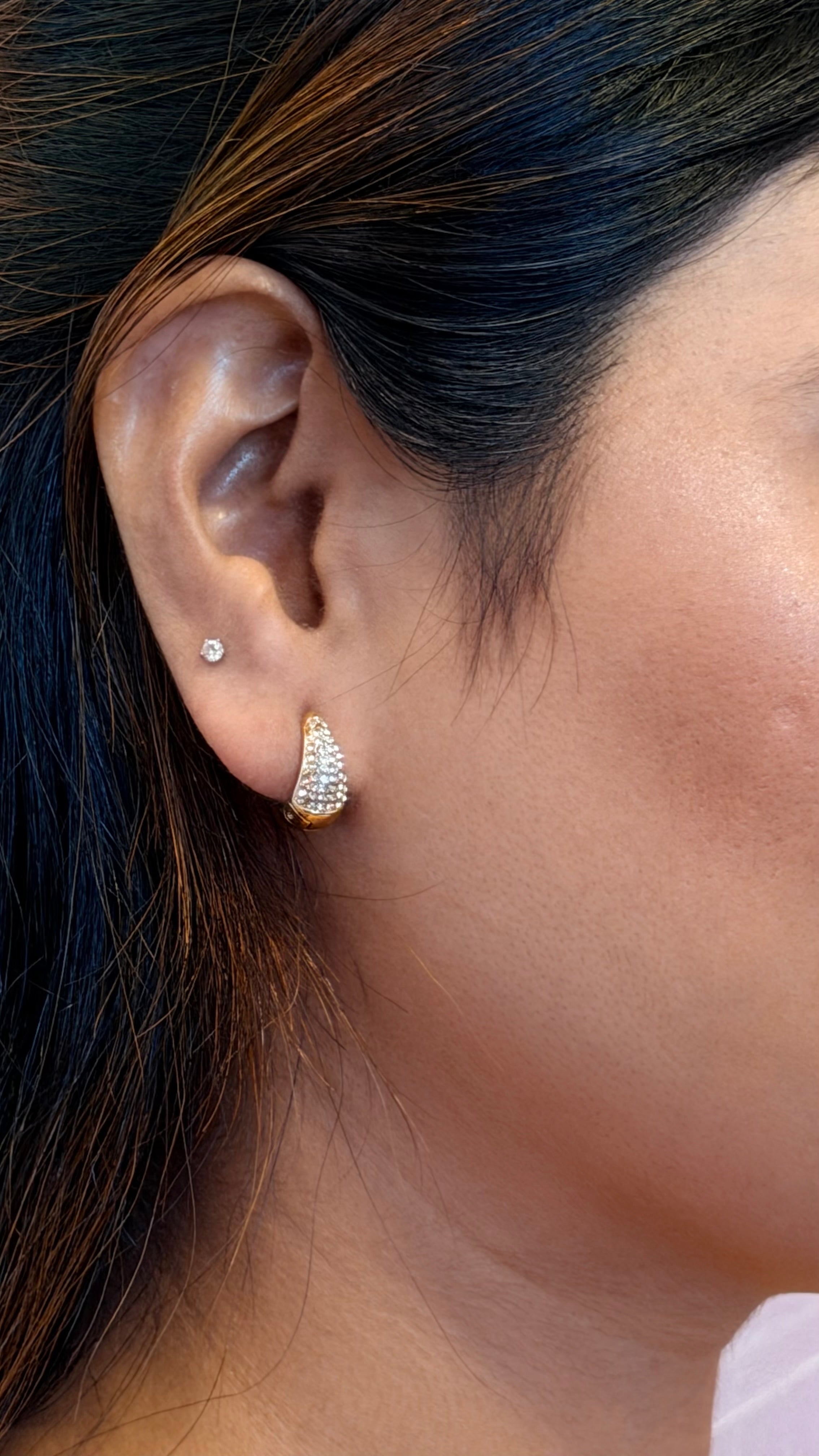 Nova Luxe Pave Huggie Earrings