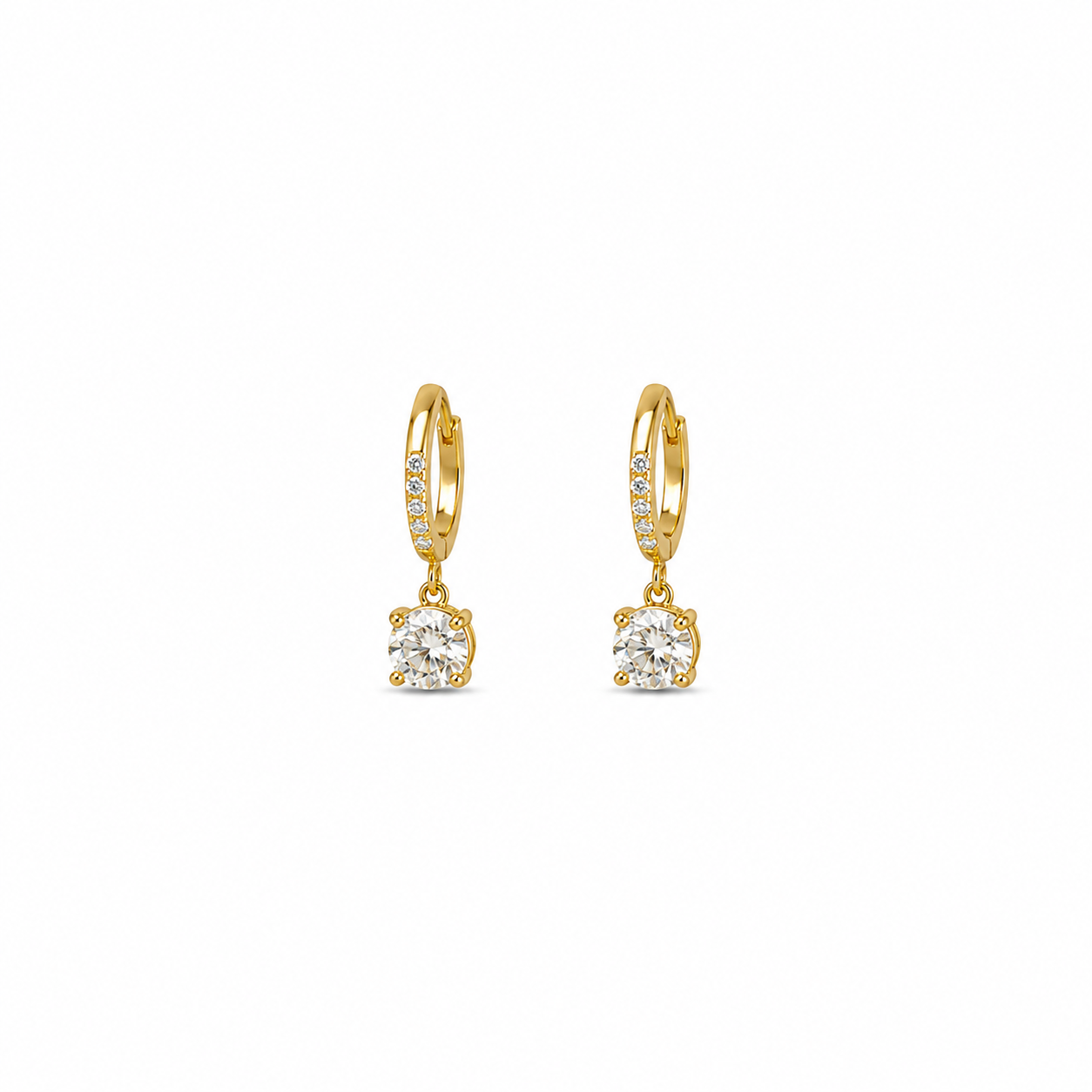 Celeste Solitaire Drop Huggie Earrings