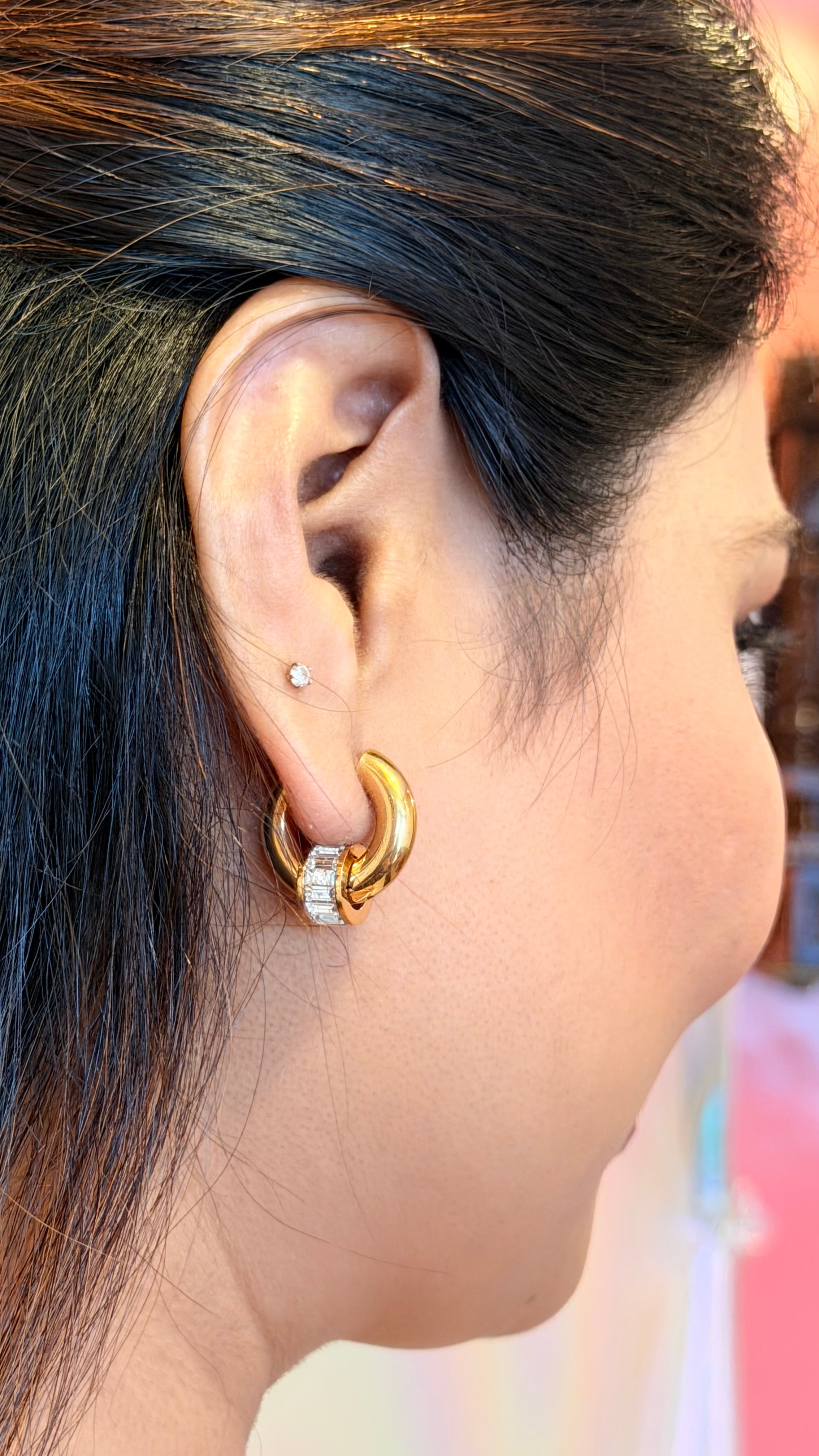 Celeste Baguette Huggie Earrings