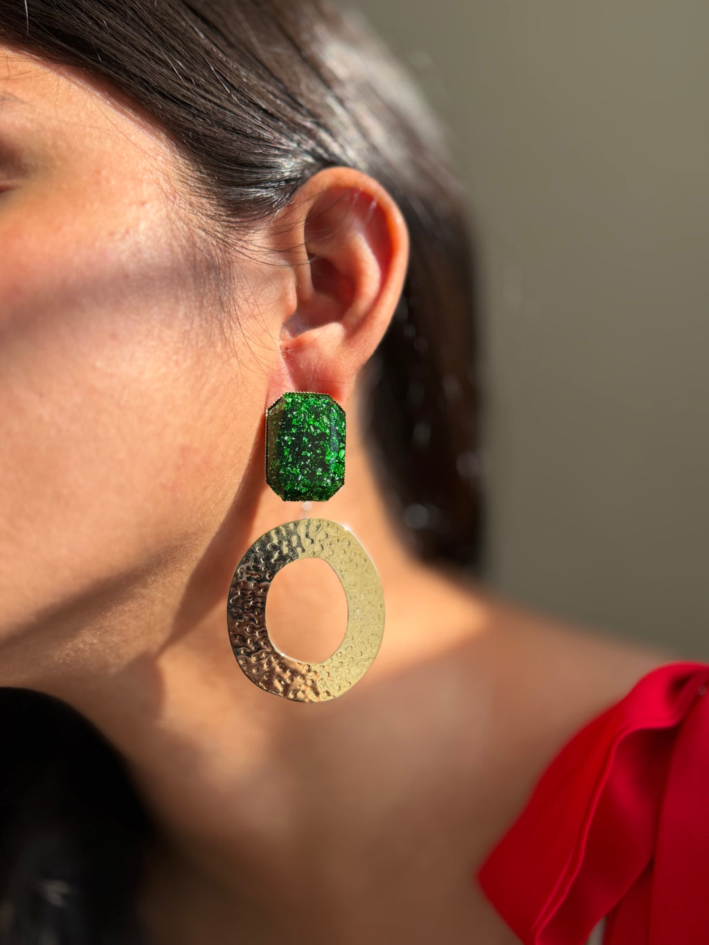 Emerald Luxe Statement Drop Earrings