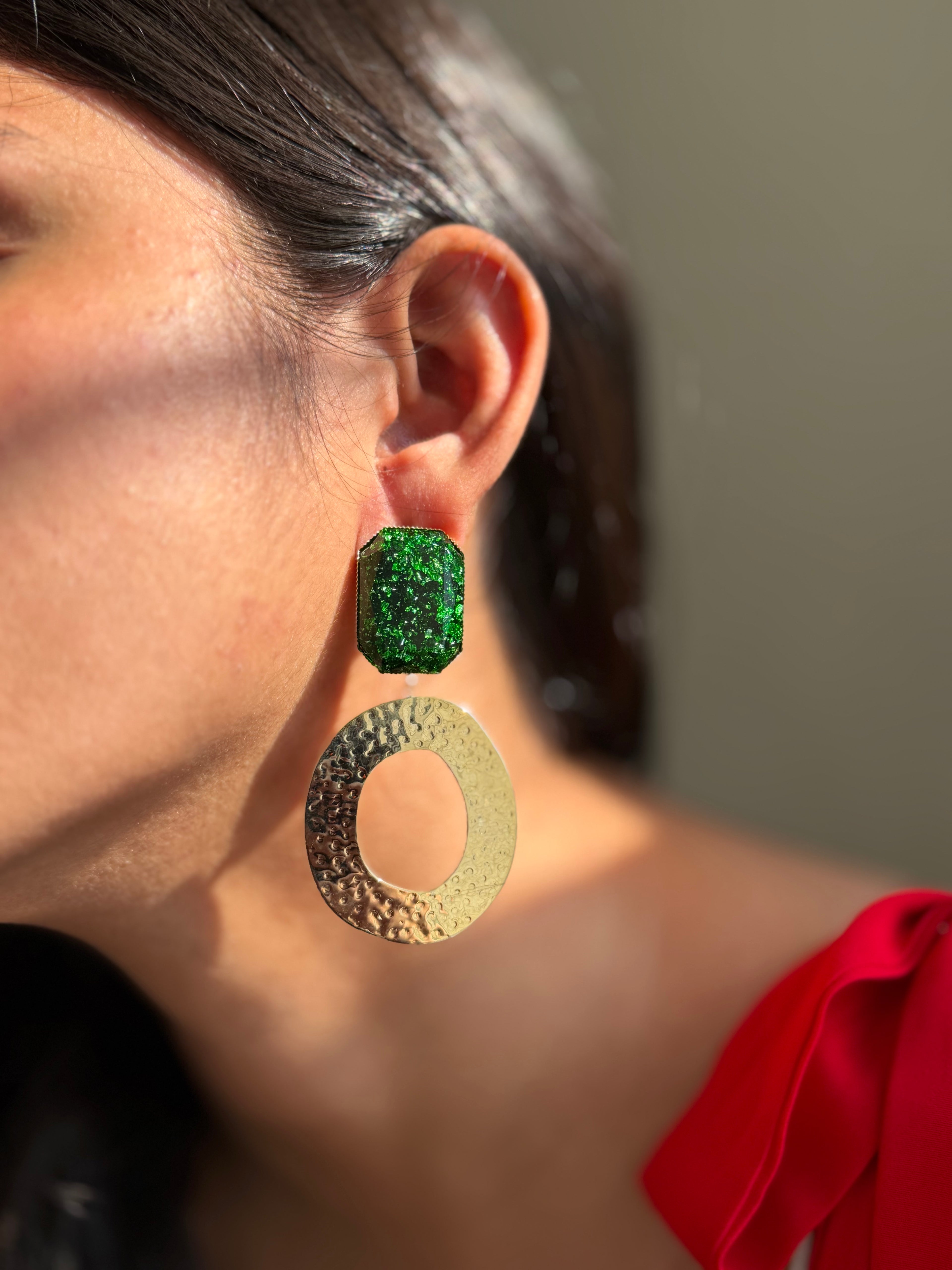 Emerald Luxe Statement Drop Earrings
