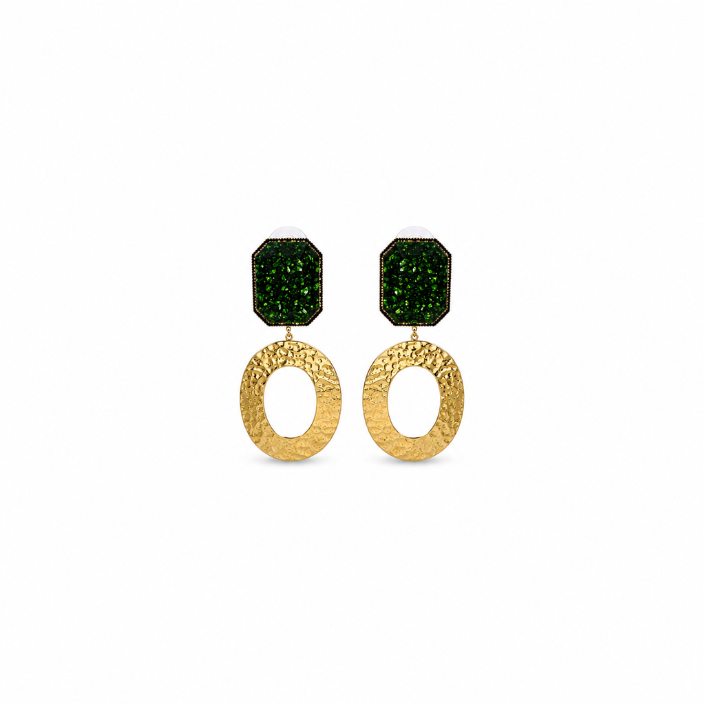 Emerald Luxe Statement Drop Earrings