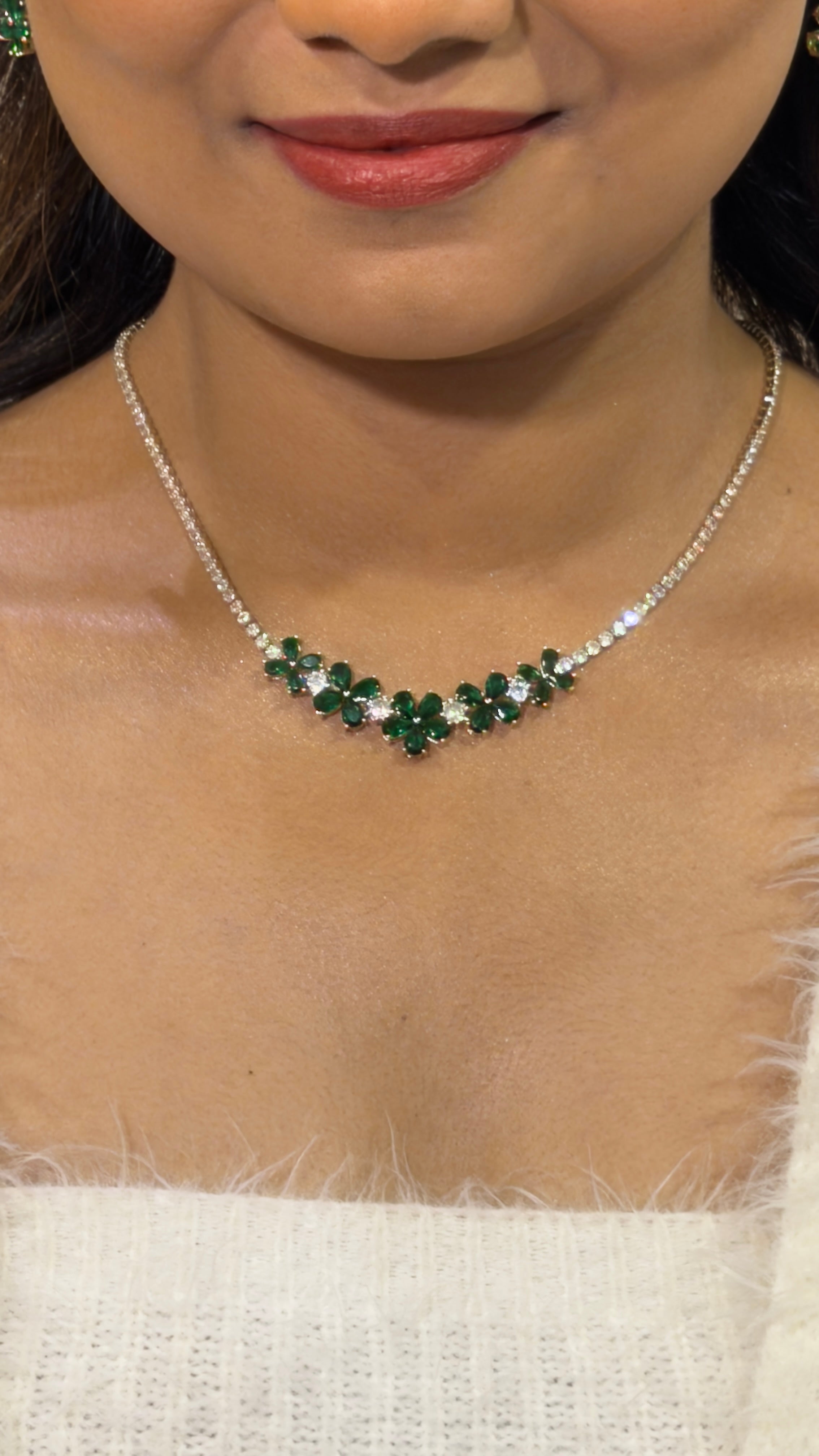 Emerald Blossom Necklace Set