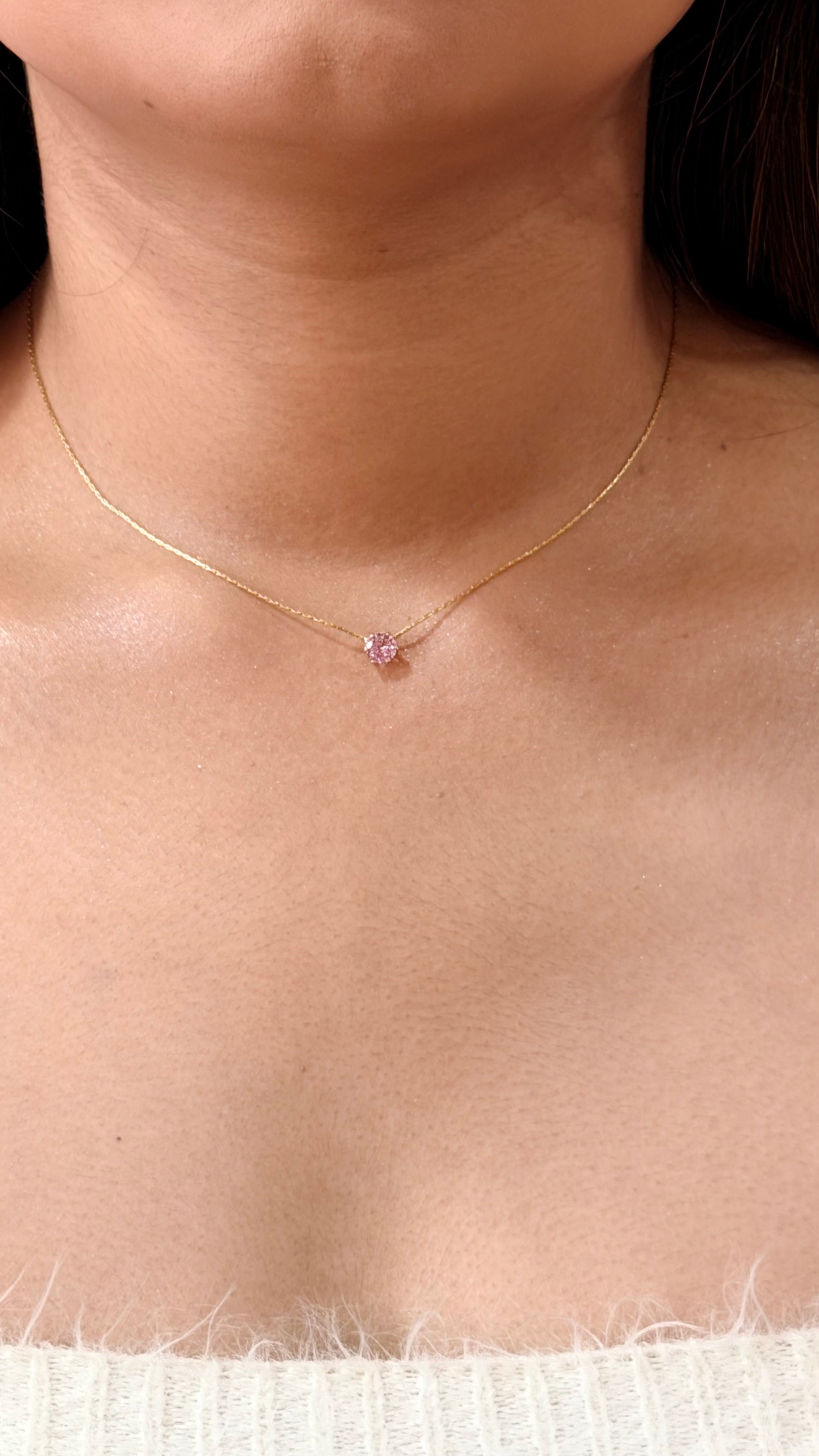 Blush Aura Solitaire Necklace