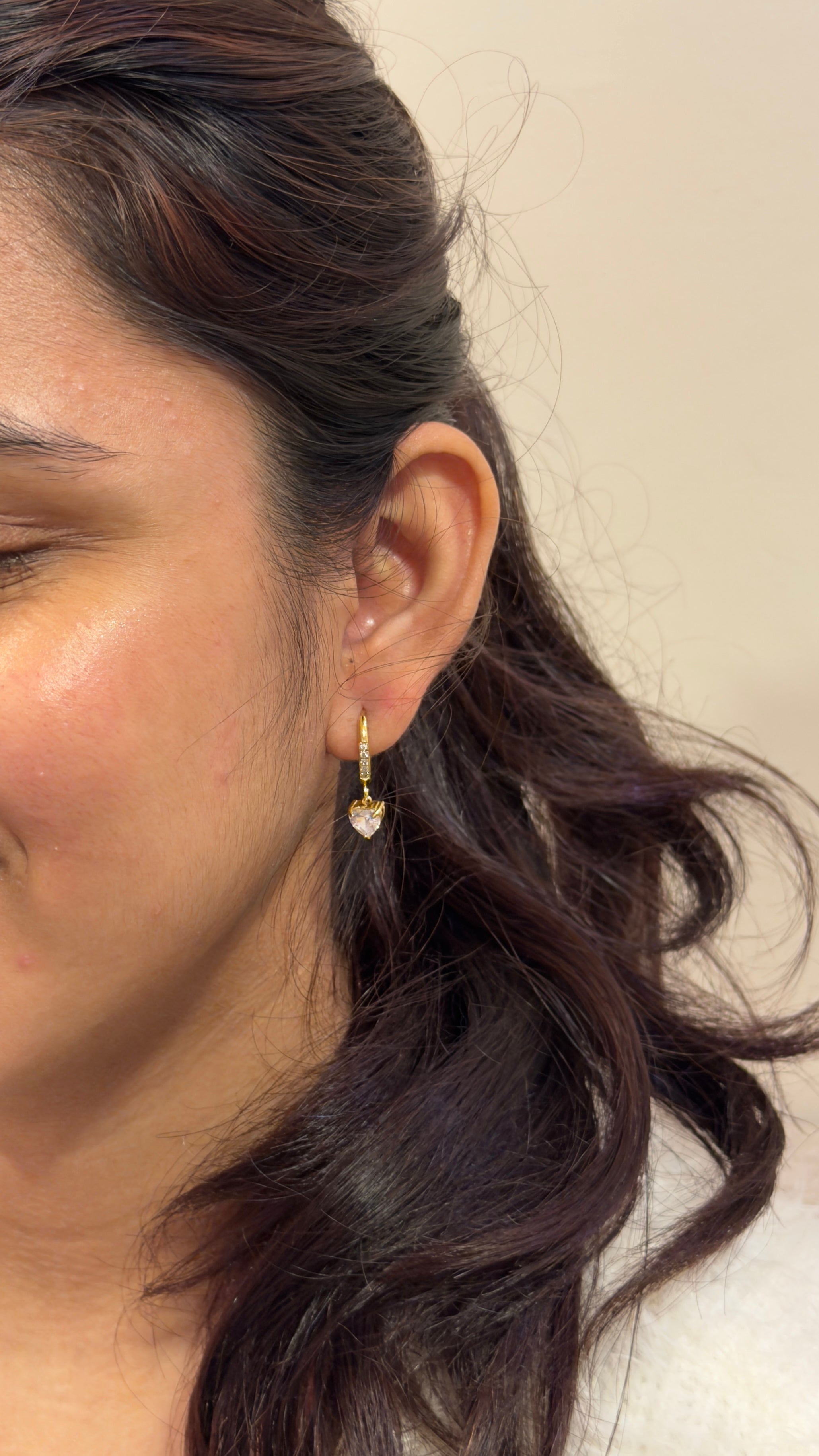 Crystal Heart Huggie Hoops