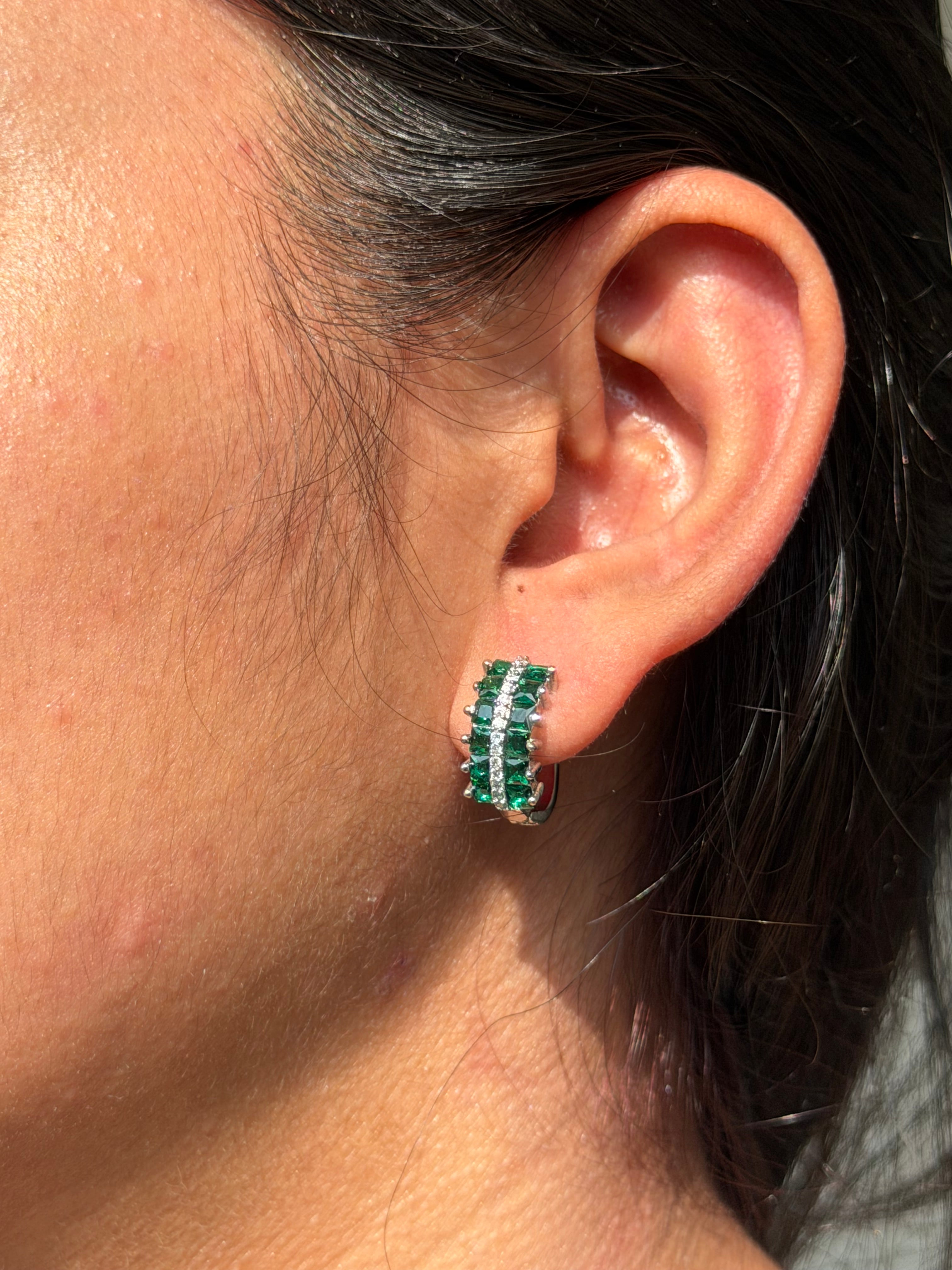 Emerald Luxe Huggie Earrings