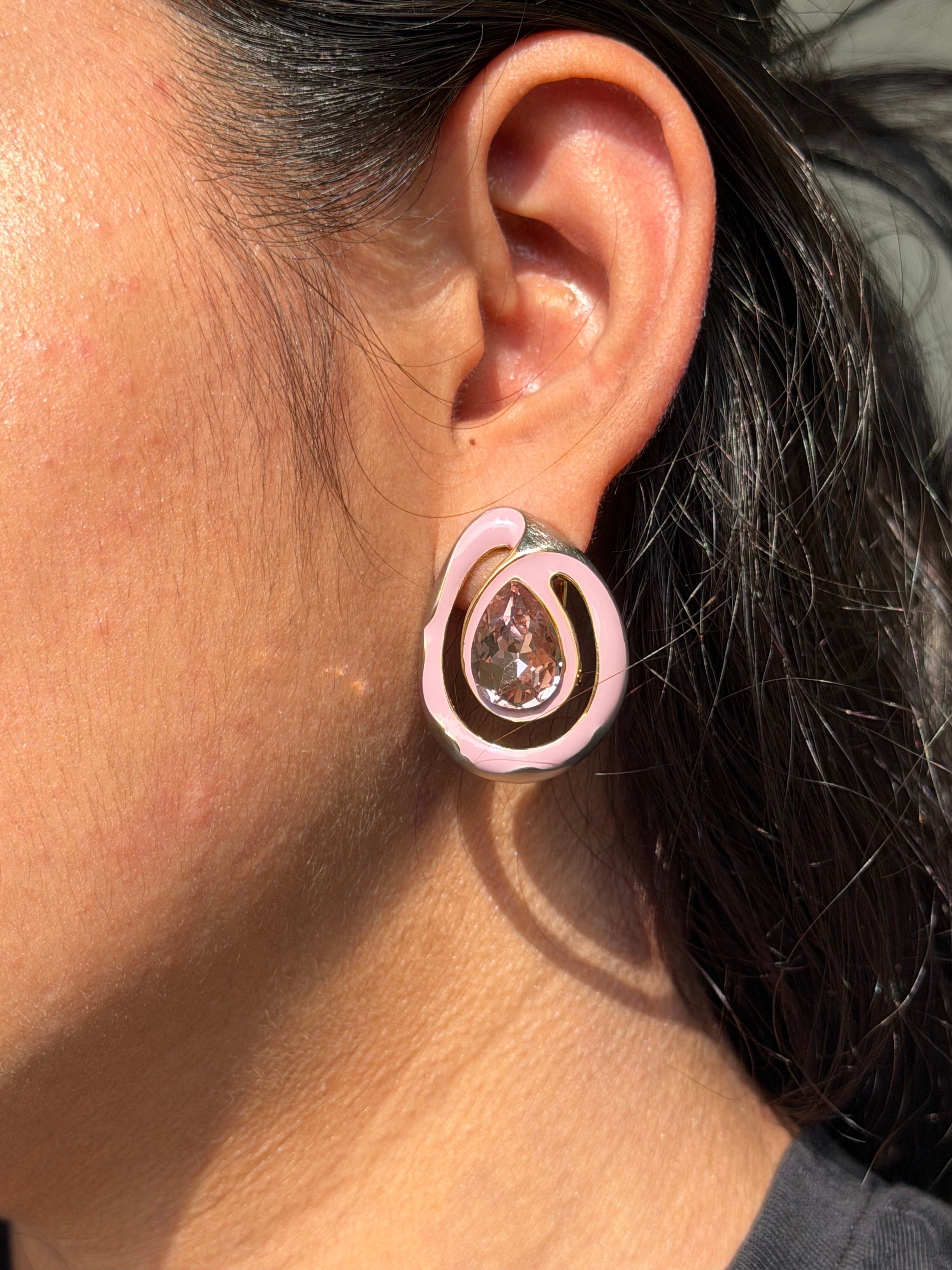 Blush Aura Teardrop Earrings