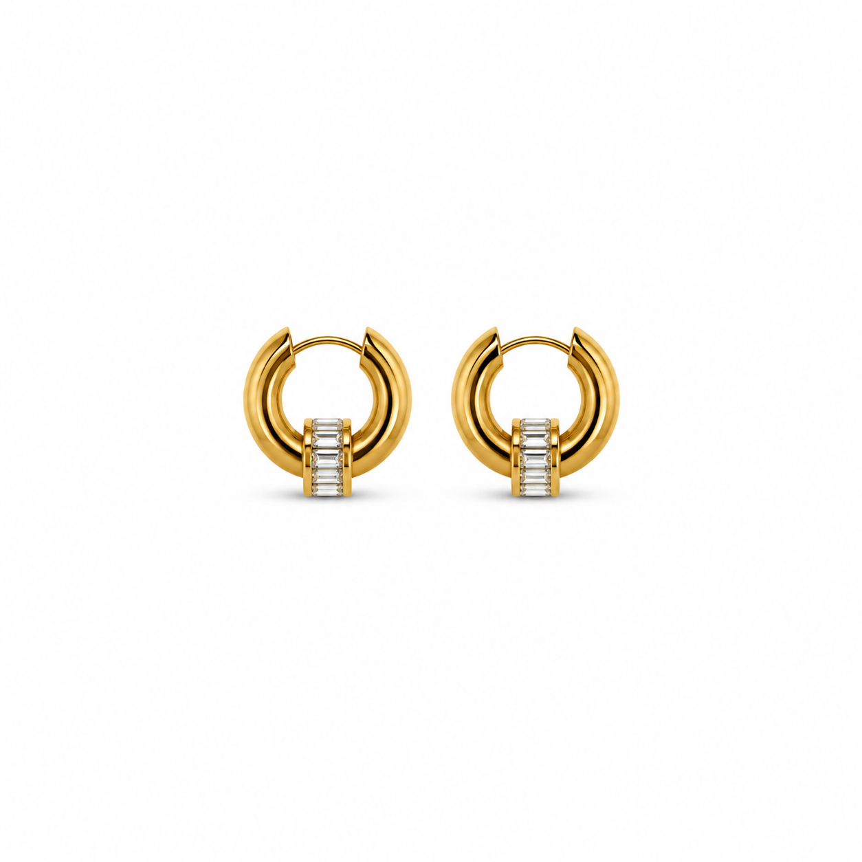 Celeste Baguette Huggie Earrings