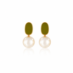 Olive Pearl Glow Earrings