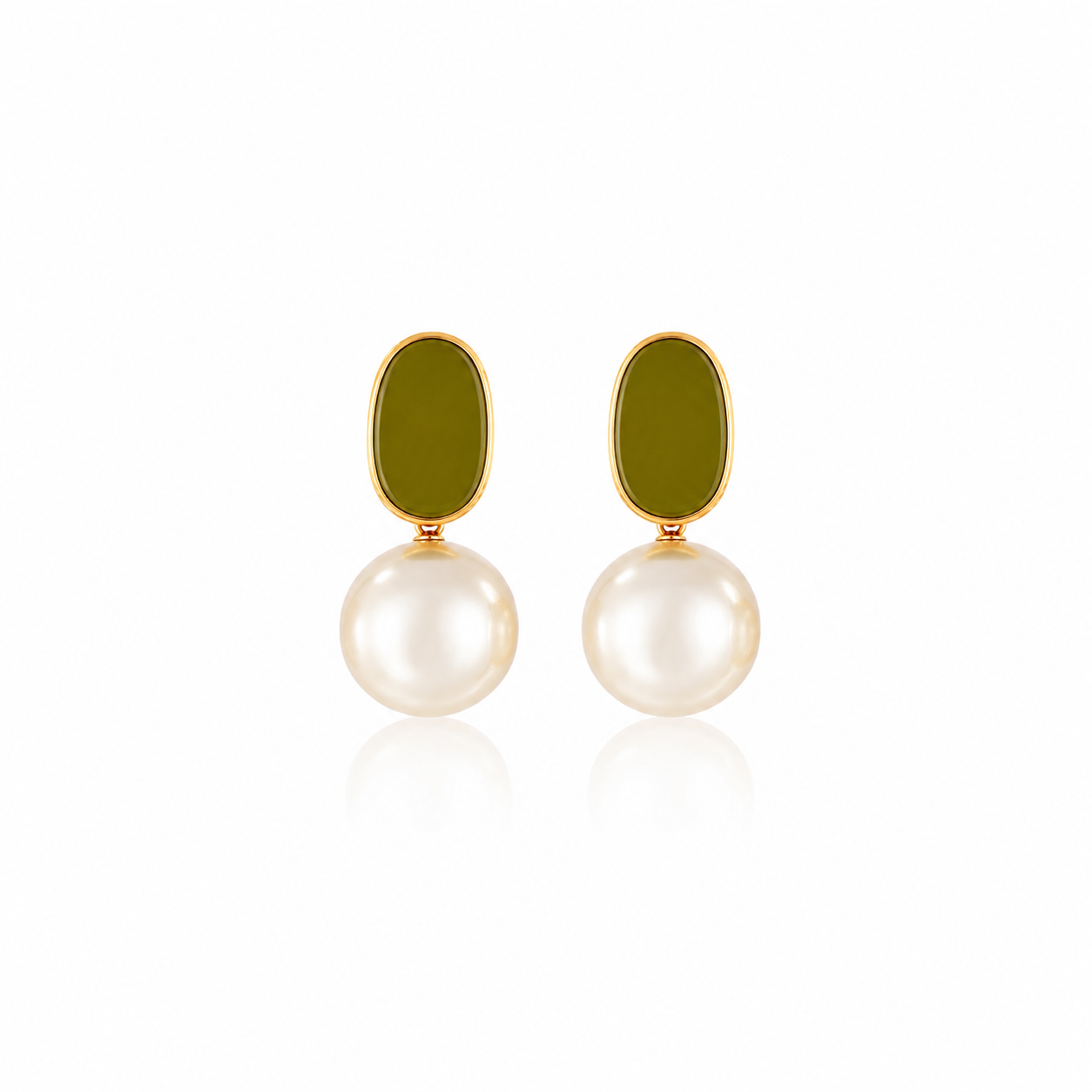 Olive Pearl Glow Earrings