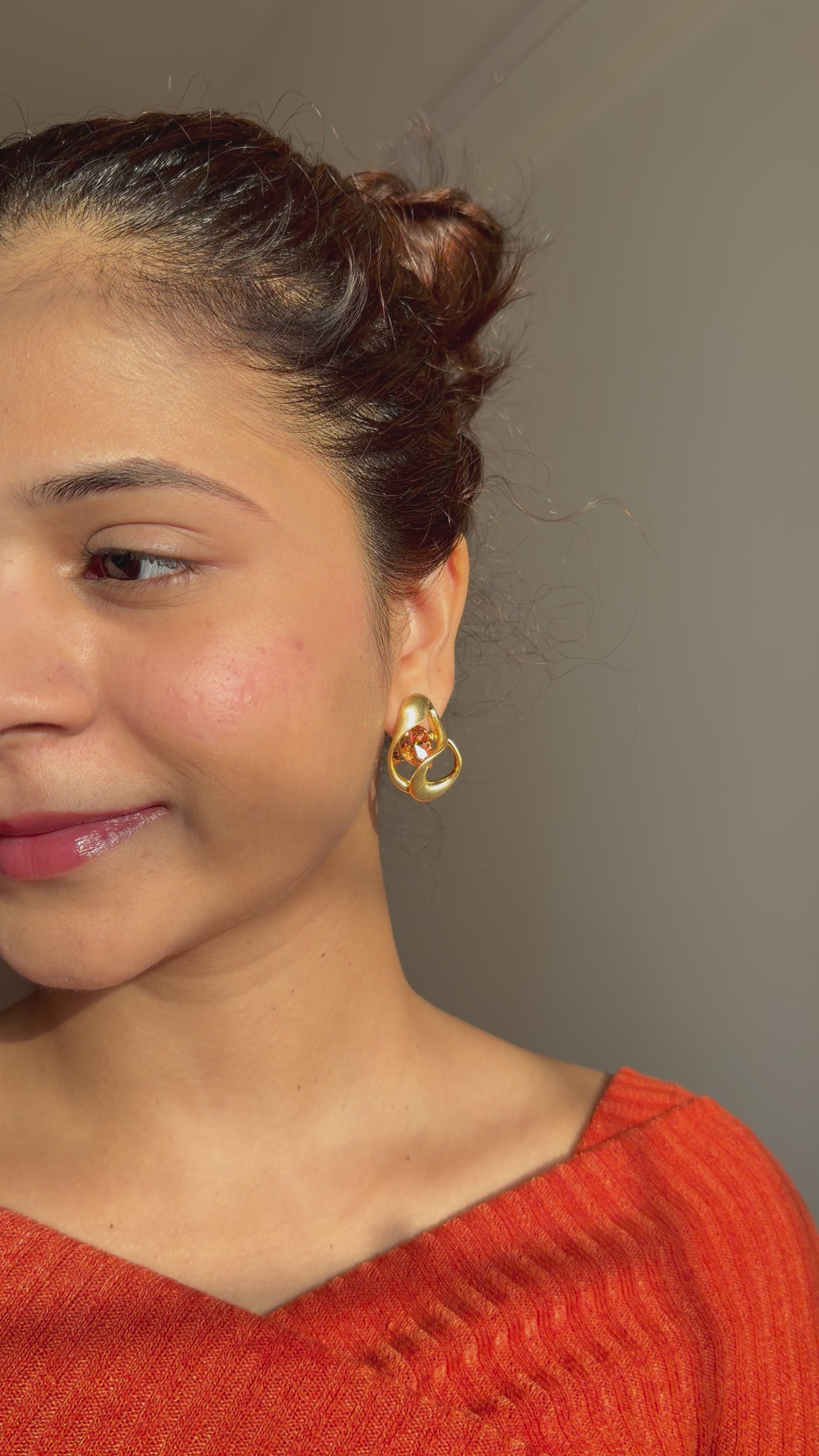 Amber Infinity Stud Earrings