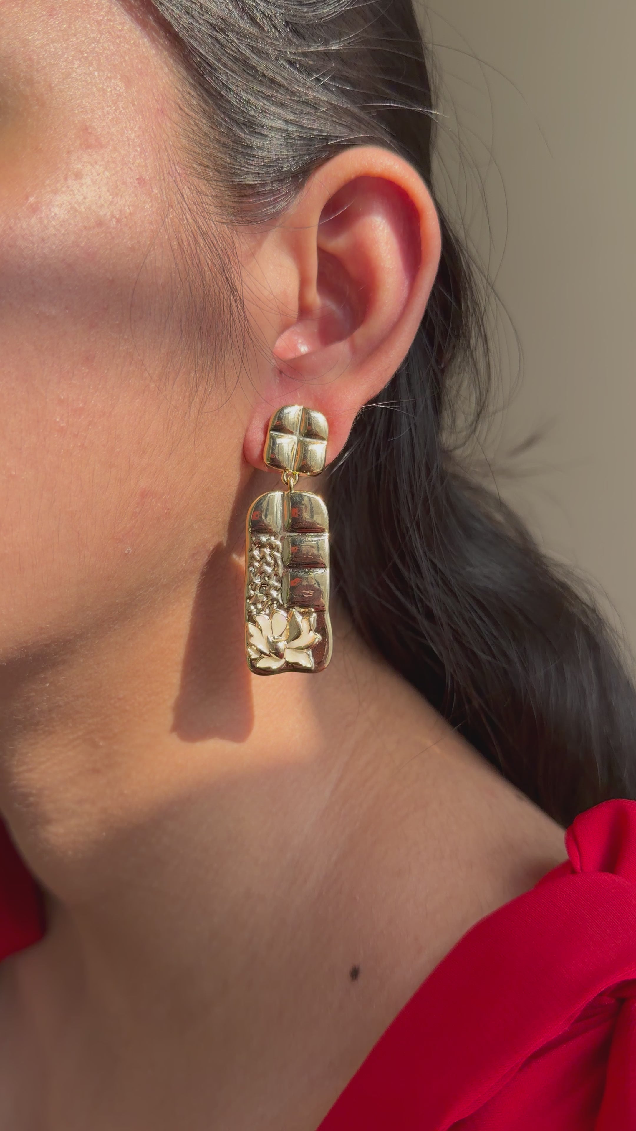 Golden Lotus Heritage Drop Earrings