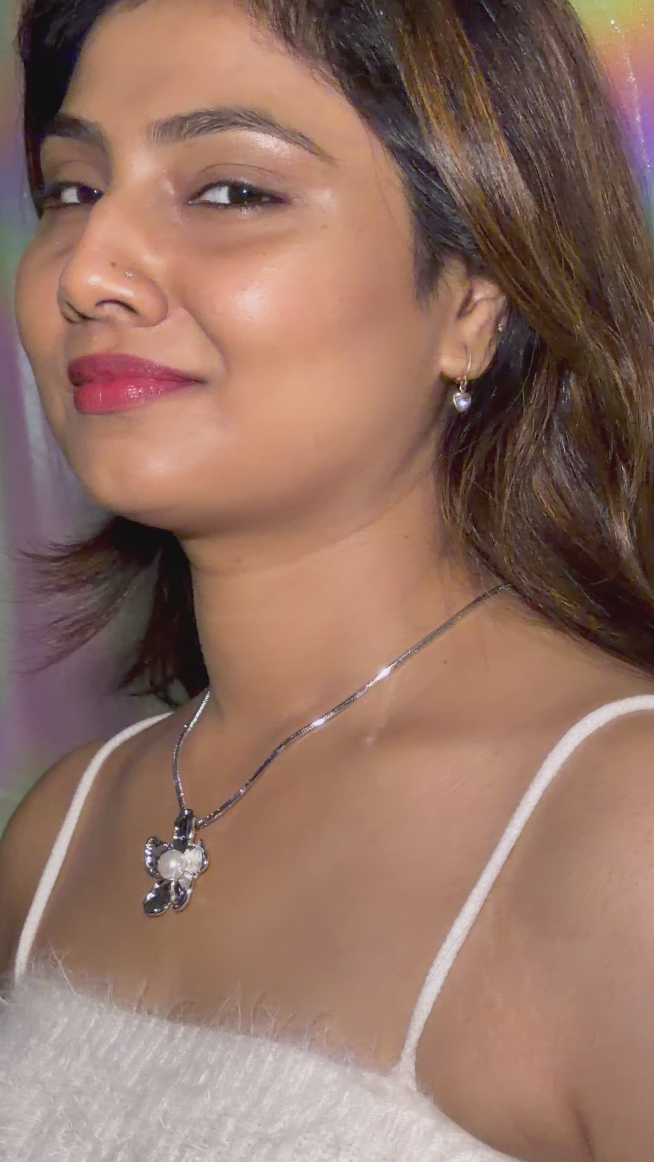 Pearl Blossom Silver Necklace